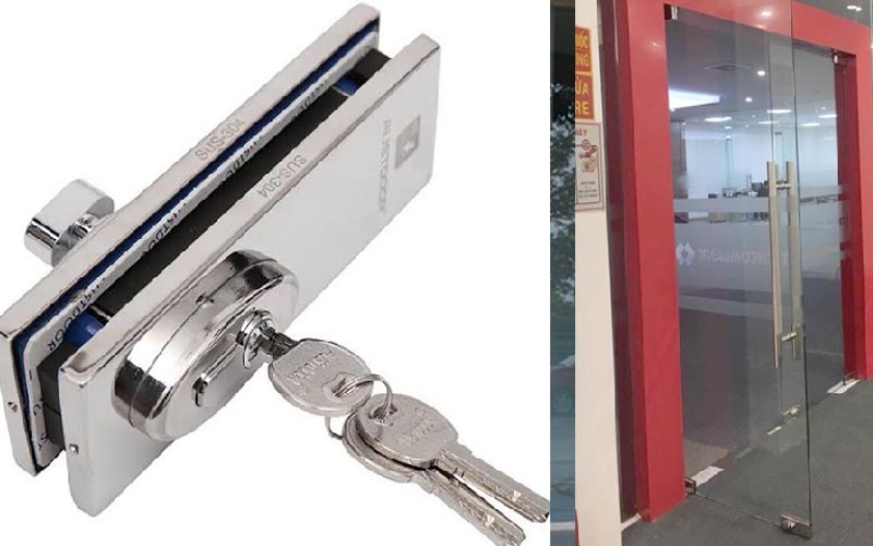 Sửa khóa kính cường lực tay gạt, khóa âm sàn, khóa điện tử