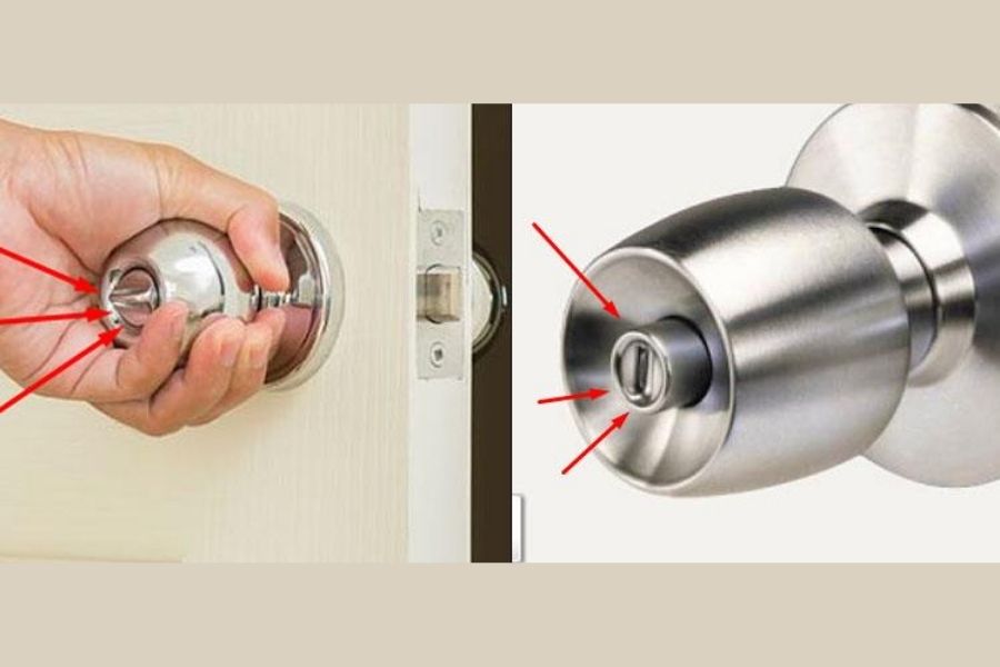 Nút bấm khóa chốt trong khóa cửa tay nắm tròn