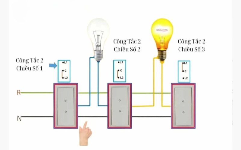 Sơ đồ minh họa cách lắp đặt công tắc thẻ từ