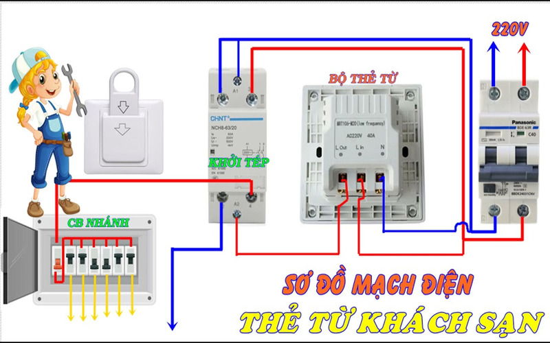 Hiểu sơ đồ đấu dây công tắc thẻ từ khách sạn để lắp đặt đúng