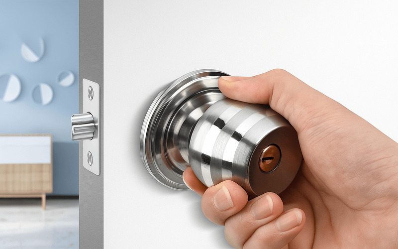 Ổ khóa tròn đã khóa nhưng cửa vẫn có thể mở