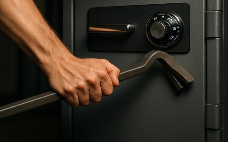 Sử dụng búa là cách mở két sắt thủ công khi không có chìa khóa 